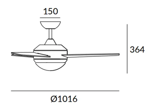 Medidas de Ventilador de techo WINDY FORLIGHT con luz