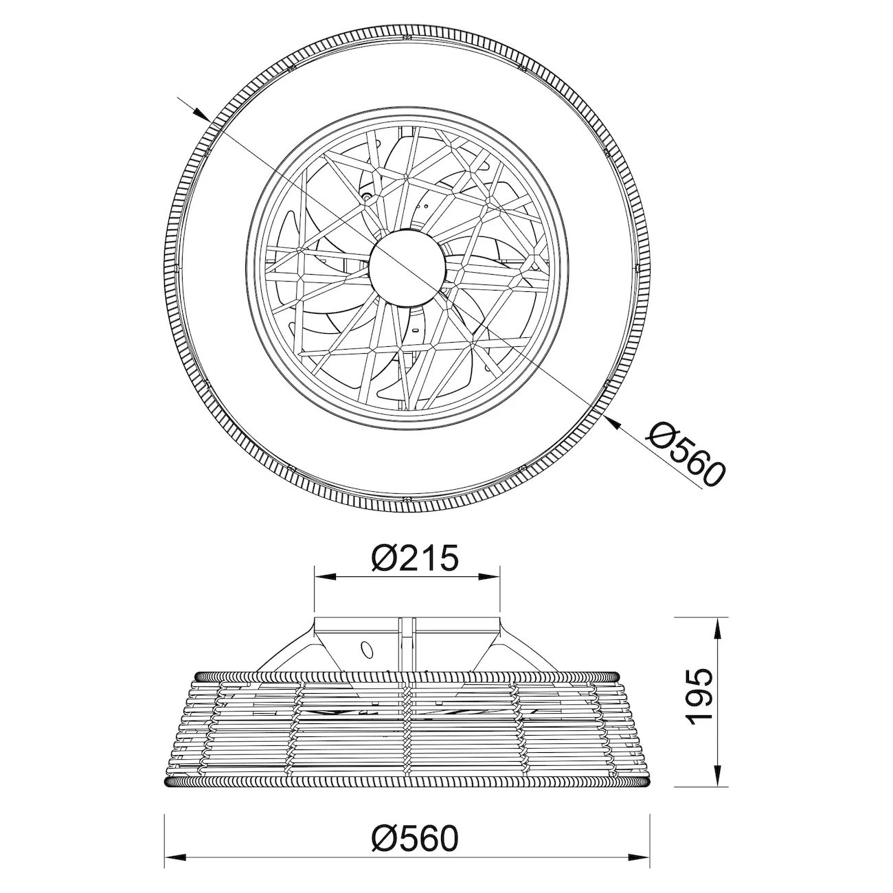 Medidas de Ventilador de techo Indonesia MINI MANTRA con luz