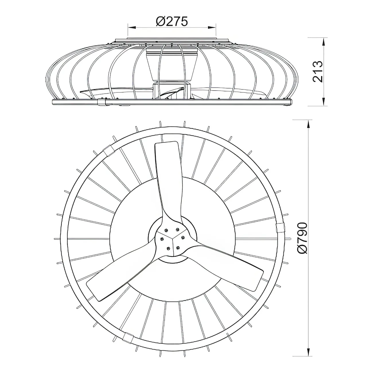 Medidas de Ventilador de techo Nature MANTRA con luz