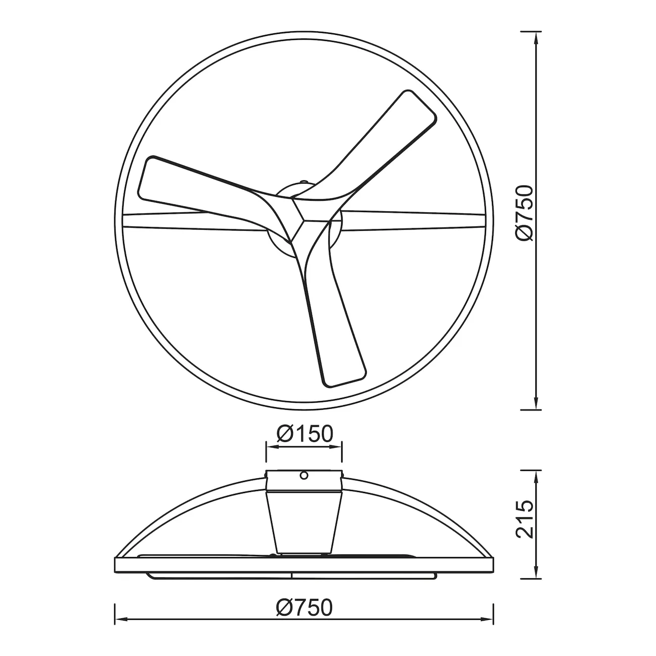 Medidas de Ventilador de techo Nepal II MINI MANTRA con luz