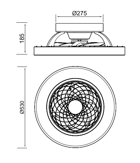 Medidas de Ventilador de techo Tibet MINI MANTRA con luz