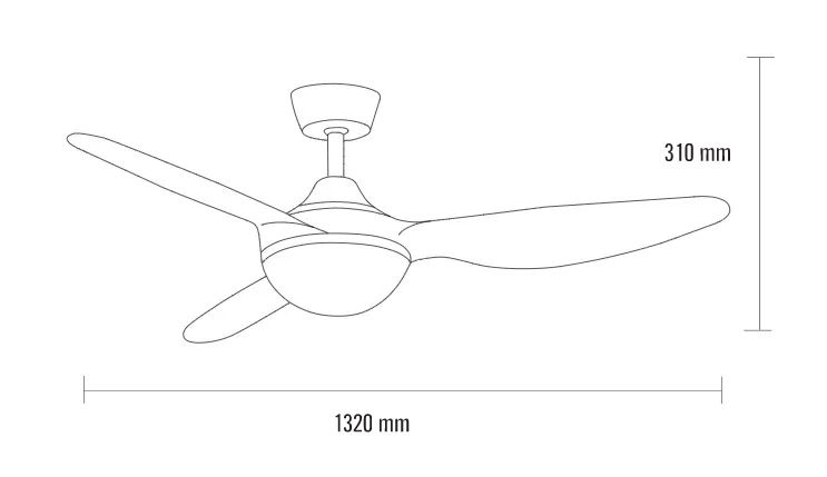 Medidas de Ventilador de techo Cierzo Mimax con luz