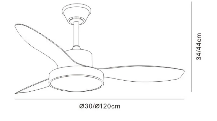 Medidas de Ventilador de techo Ginna XL P&B con luz