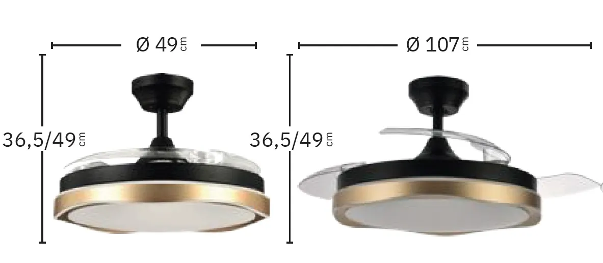 Medidas de Ventilador de techo Blondi Abrila con luz