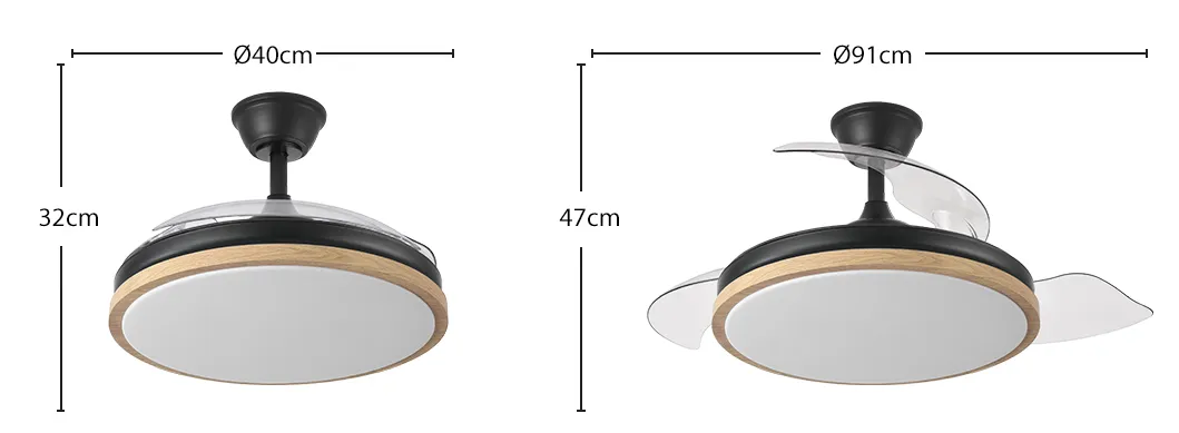 Medidas de Ventilador de techo Evros MINI Abrila con luz
