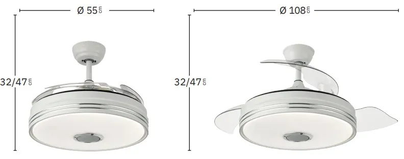 Medidas de Ventilador de techo Matanuska Abrila con luz