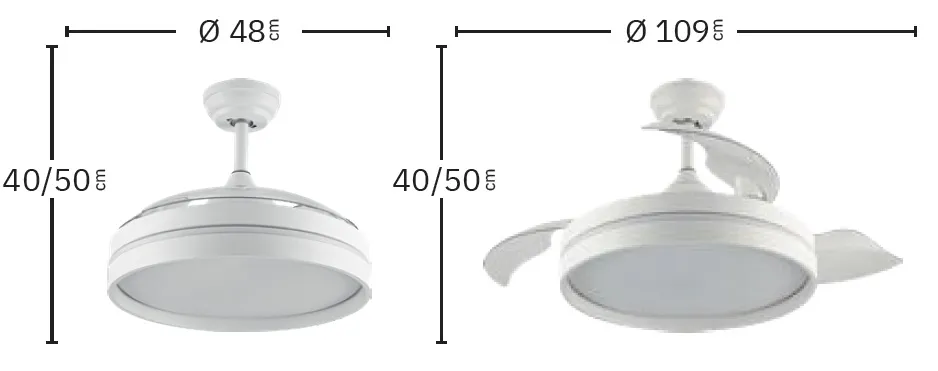 Medidas de Ventilador de techo Nalon Abrila con luz