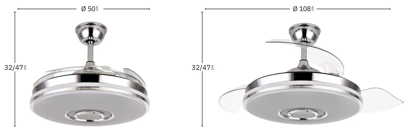Medidas de Ventilador de techo Noto Abrila con luz