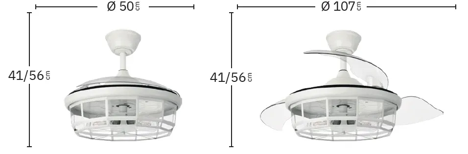 Medidas de Ventilador de techo Tornado Abrila con luz
