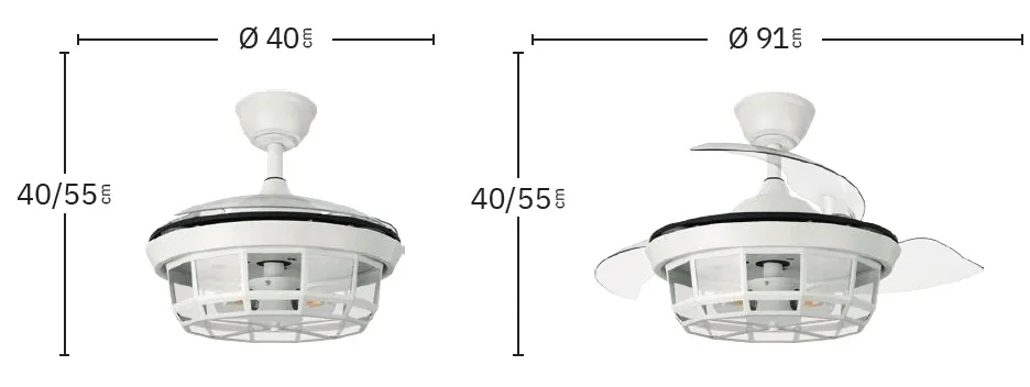 Medidas de Ventilador de techo Tornado MINI Abrila con luz