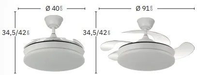 Medidas de Ventilador de techo Tridente MINI Abrila con luz