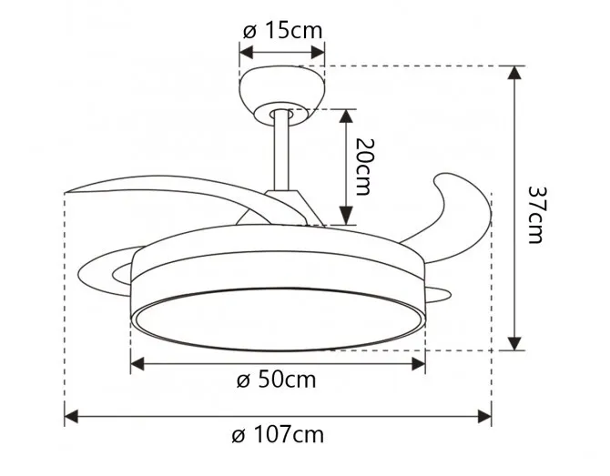 Medidas de Ventilador de techo Vic ALEMAR con luz