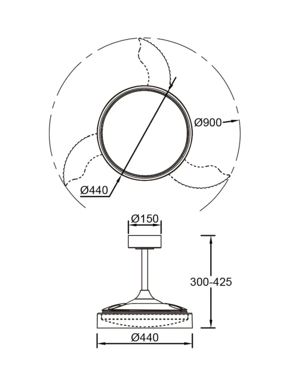 Ventilador retráctil Mantra Glass Fan S Blanco Luz LED 44-91 cm
