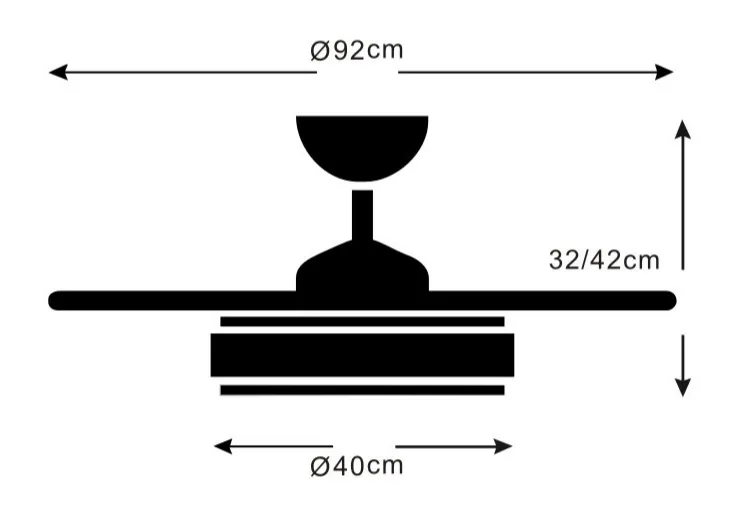 Medidas de Ventilador de techo Fiona S P&B con luz