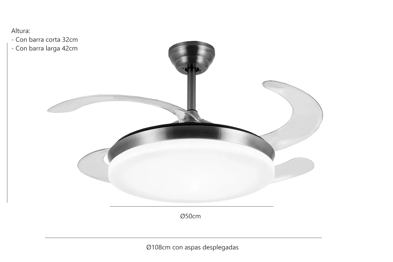 Medidas de Ventilador de techo Isabella L P&B con luz