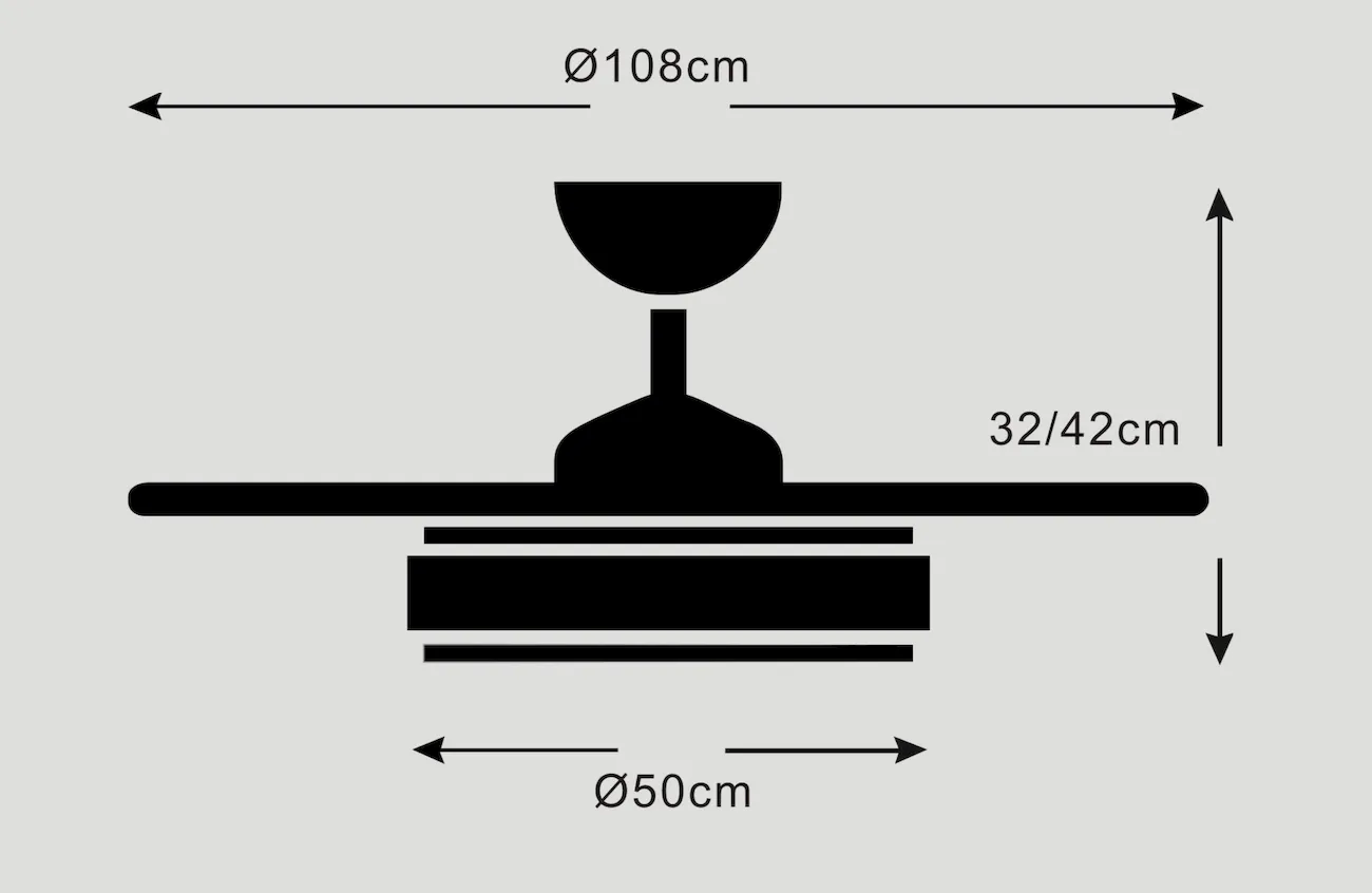 Medidas de Ventilador de techo Selina L P&B con luz