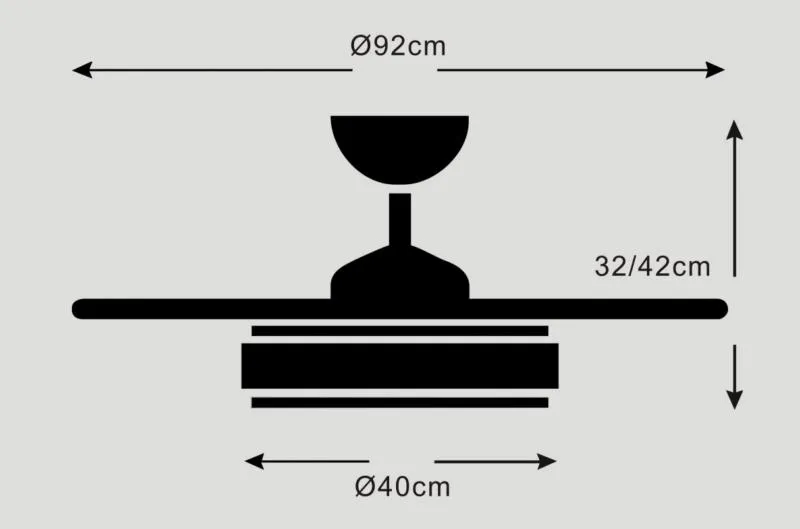 Medidas de Ventilador de techo Stella S P&B con luz