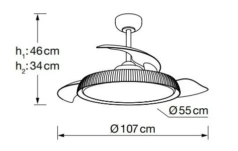 Medidas de Ventilador de techo KANT ZIONELED con luz