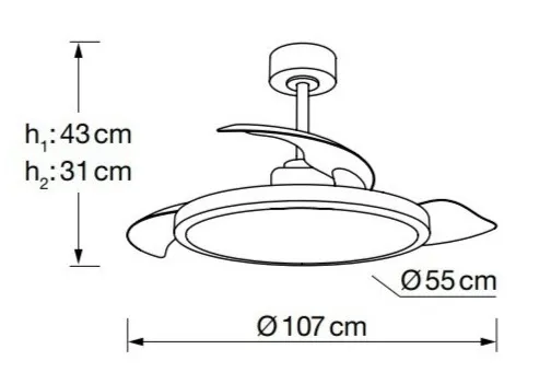 Medidas de Ventilador de techo PLATON ZIONELED con luz