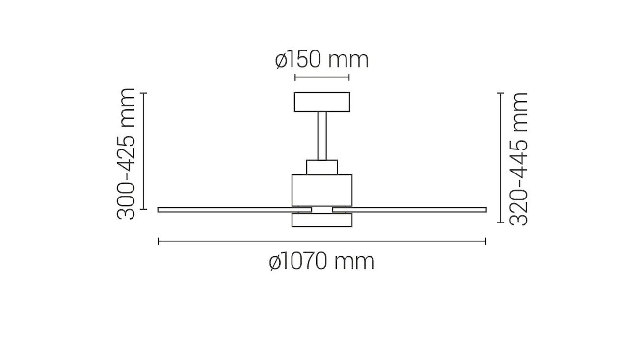 Medidas de Ventilador de techo Diehl M Sulion con luz