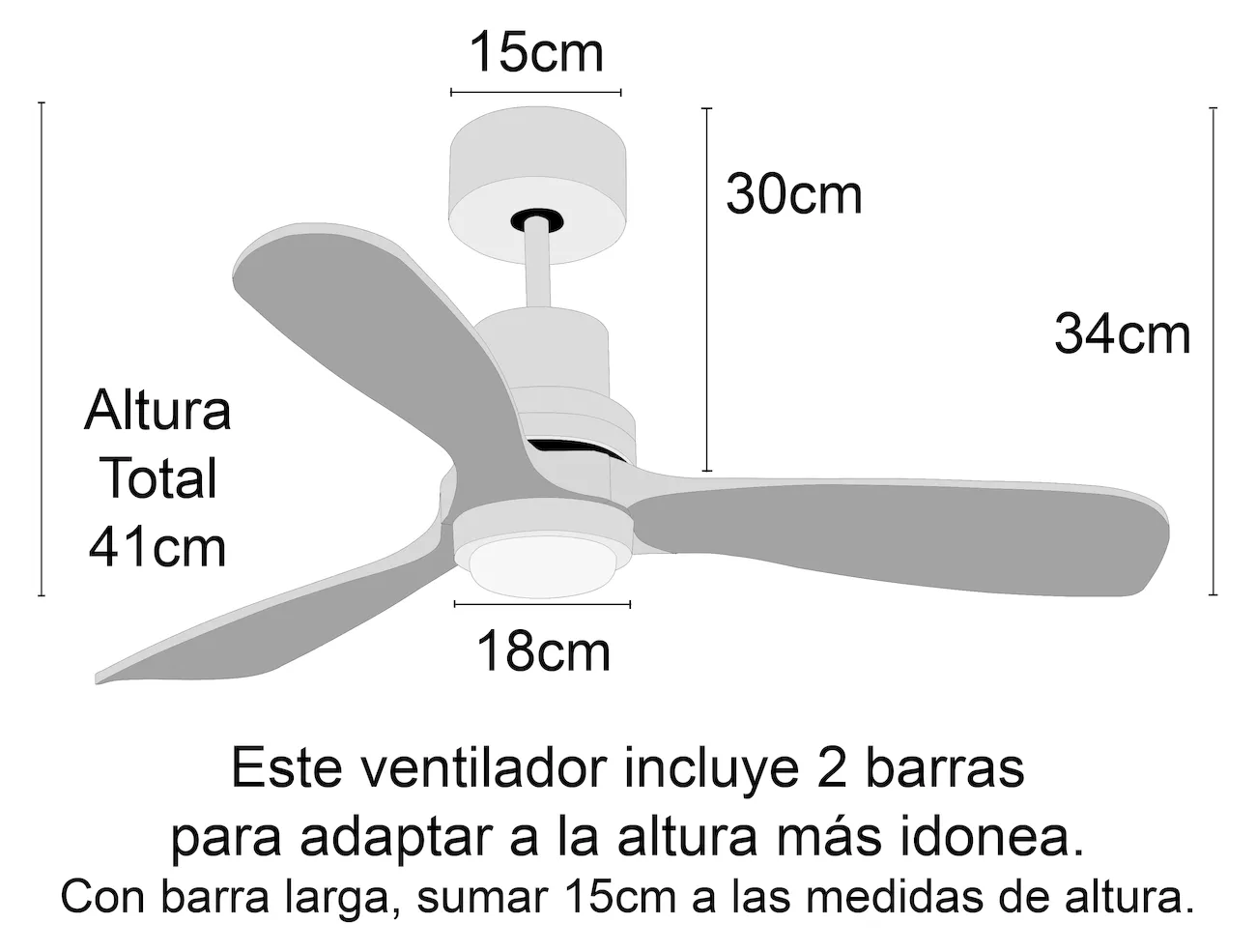 Medidas de Ventilador de techo GALENA SUNACA con luz