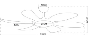 Medidas de ventilador de techo Tanik Cristalrecord