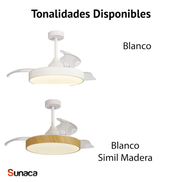 Ventilador Mantra Alaska MINI Blanco y madera Luz LED 43-91 cm