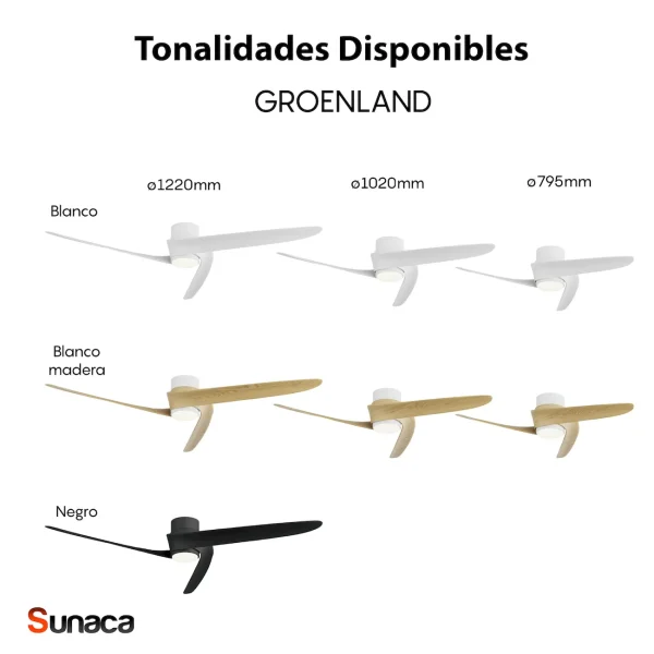 Ventilador Mantra Groenland XS Blanco Madera clara Luz LED 79,5 cm