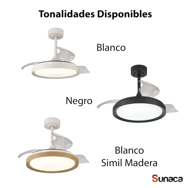 Ventilador retráctil Mantra Mistral MINI Blanco Luz LED 45-91 cm