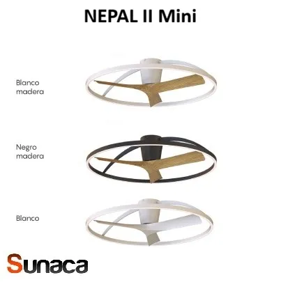 Ventilador Mantra Nepal II MINI Blanco Madera clara Luz LED 75 cm