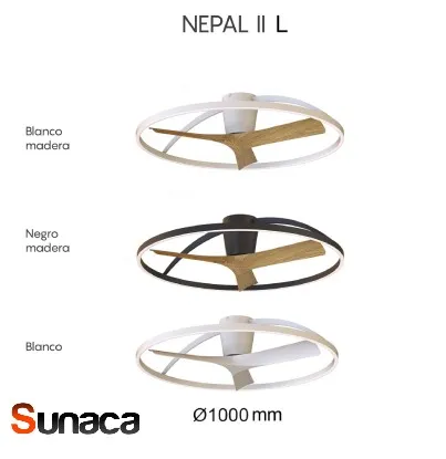 Ventilador de techo Mantra Nepal II Negro Madera clara Luz LED 100 cm