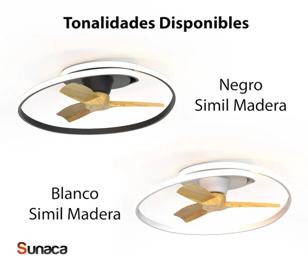 Ventilador de techo Mantra Ocean Negro Madera clara Luz LED 78 cm