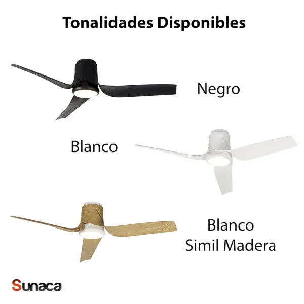 Ventilador Mantra Ushuaia Blanco Madera clara Luz LED 133,5 cm