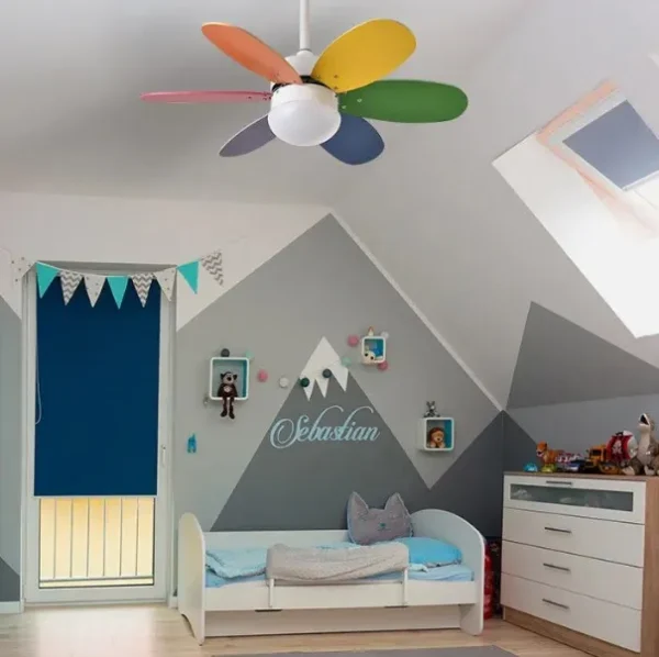 Ventilador Abrila Alves blanco Pastel  intenso con luz 85 cm