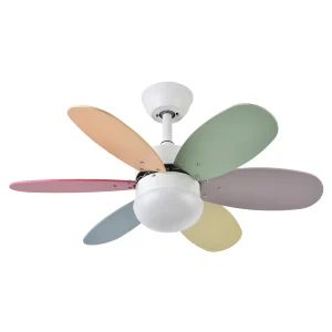 Ventilador Abrila Alves blanco Pastel  intenso con luz 85 cm