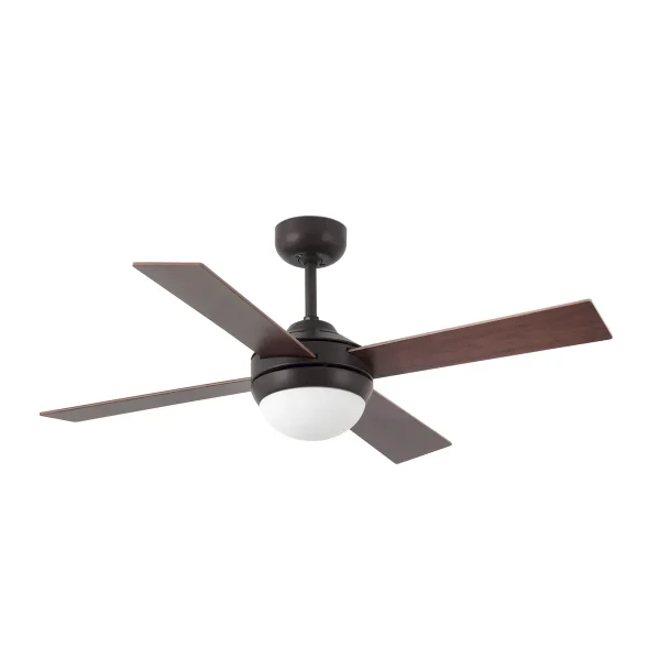 Ventilador de techo Mini Icaria Faro marrón luz led