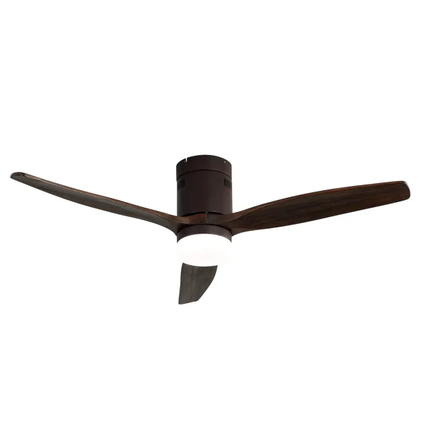 Ventilador de techo Abrila Aguilon marrón roble luz LED 132 cm