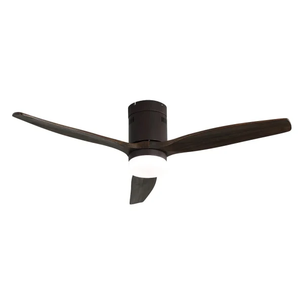Ventilador Abrila Aguilon Oro envejecido roble luz LED 132 cm