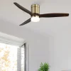 Ventilador Abrila Aguilon Oro envejecido roble luz LED 132 cm