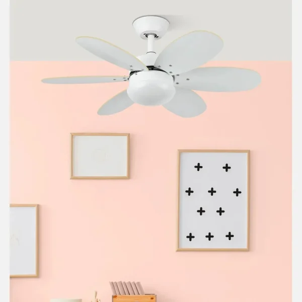 Ventilador de techo Abrila Alves blanco - haya con luz 85 cm