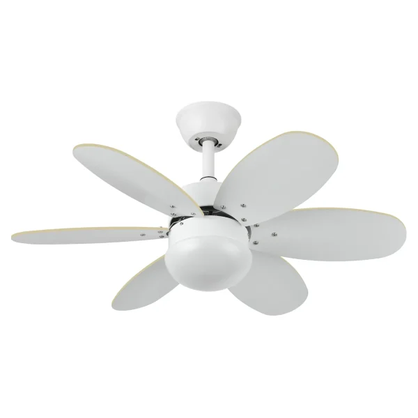 Ventilador de techo Abrila Alves blanco - haya con luz 85 cm