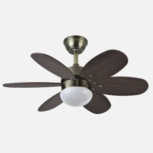 Ventilador de techo Abrila Alves cuero cerezo - nogal con luz 85 cm