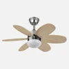 Ventilador de techo Abrila Alves níquel haya - plata con luz 85 cm