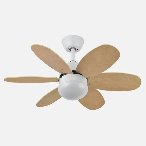 Ventilador de techo Abrila Alves blanco - haya con luz 85 cm