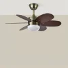 Ventilador de techo Abrila Alves cuero cerezo - nogal con luz 85 cm