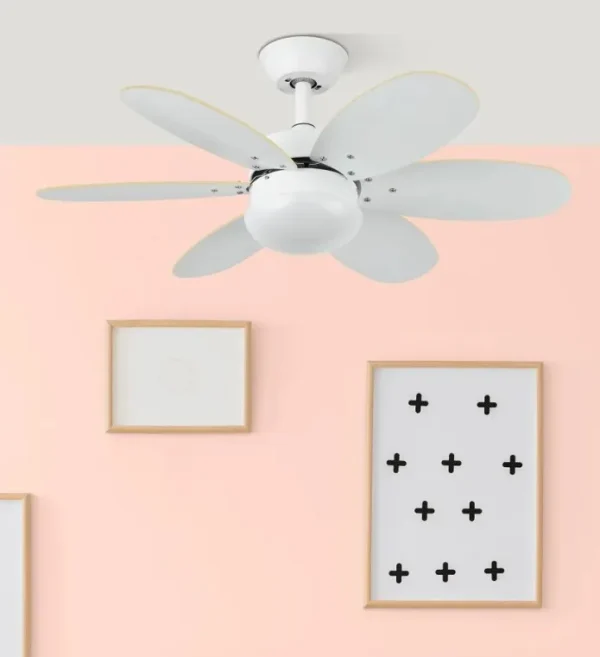 Ventilador de techo Abrila Alves blanco - haya con luz 85 cm
