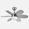 Ventilador de techo Abrila Alves níquel haya - plata con luz 85 cm