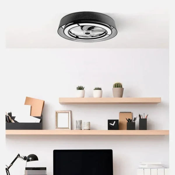 Ventilador Abrila Anastasia negro luz LED 60 cm