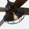 Ventilador Abrila Aquilo negro madera con luz 119,4 cm