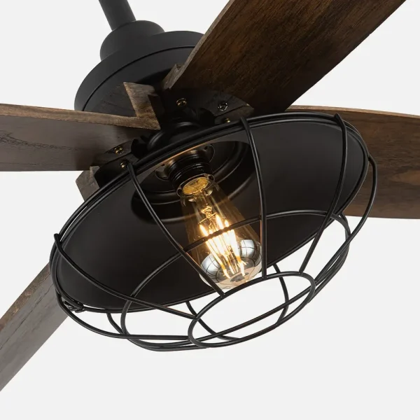 Ventilador Abrila Aquilo negro madera con luz 119,4 cm